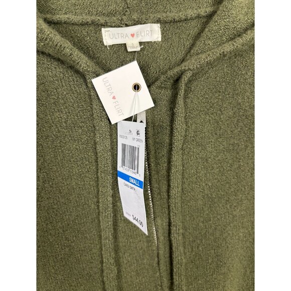 Ultra Flirt Women's Juniors' Full-Zip Hoodie Sweater Ivy Green Size Small NWT's - Picture 6 of 8